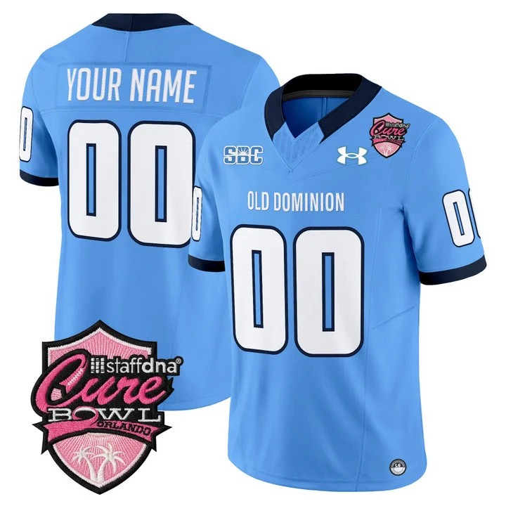 Men's Old Dominion Monarchs Custom Blue Cure Bowl F.U.S.E. 2025 Vapor Limited Stitched Jersey