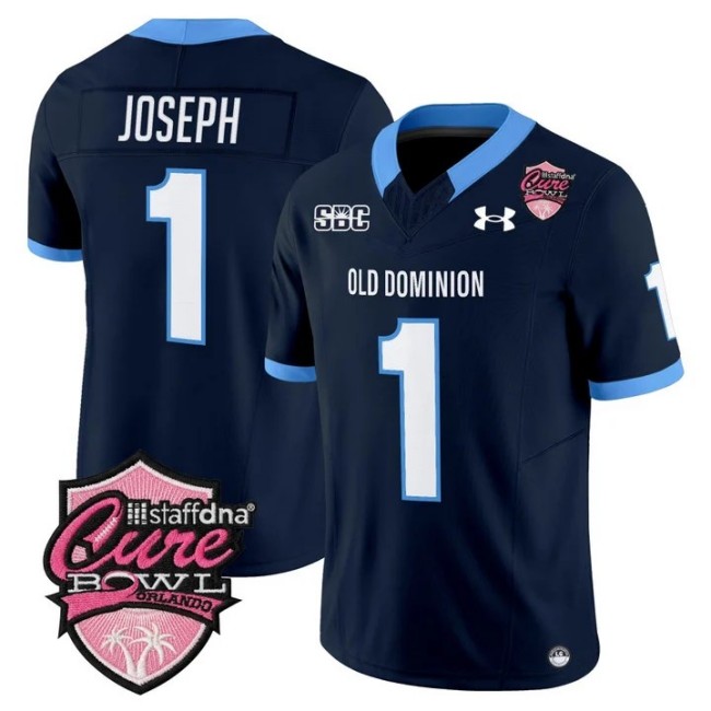 Men's Old Dominion Monarchs #1 Colton Joseph Navy Cure Bowl F.U.S.E. 2025 Vapor Limited Stitched Jersey