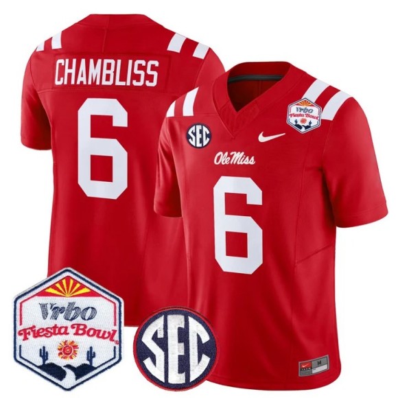 Men's Ole Miss Rebels #6 Trinidad Chambliss Red 2026 The Fiesta Bowl F.U.S.E. Vapor Limited Stitched Jersey