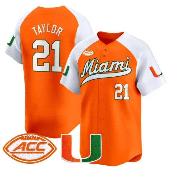 Men's Miami Hurricanes #21 Sean Taylor Orange Stitched Baseball Jersey