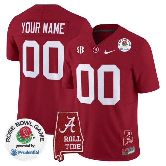 Men's Alabama Crimson Tide Custom Crimson 2026 Rose Bowl F.U.S.E. Vapor Limited Stitched Jersey