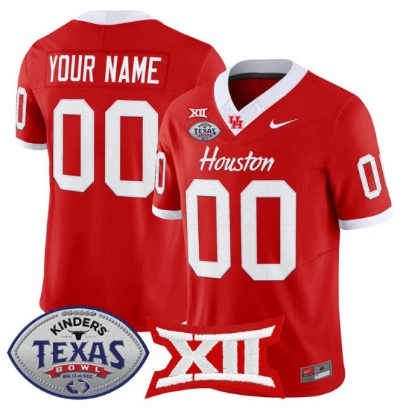 Men's Houston Cougars Custom Red 2025-26 Texas Bowl F.U.S.E. Vapor Limited Stitched Jersey