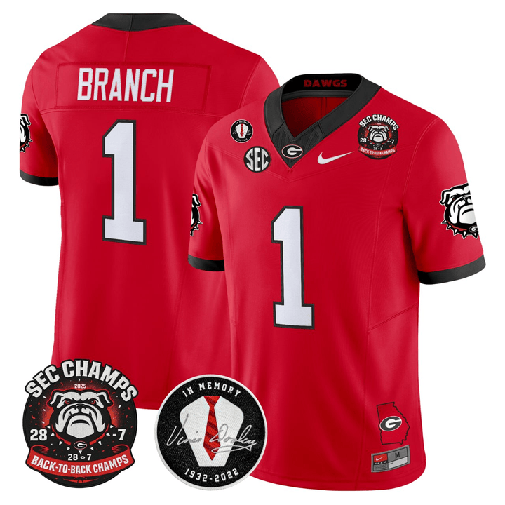 Men's Georgia Bulldogs #1 Zachariah Branch Red F.U.S.E. With Patch Vapor Limited Stitched Jersey