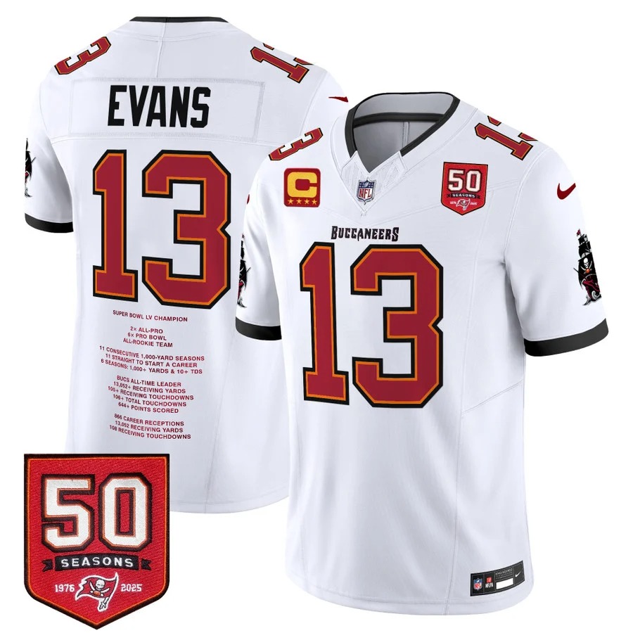 Men's Tampa Bay Buccaneers #13 Mike Evans White F.U.S.E. 2026 'Franchise Legend' Vapor Limited Stitched Jersey