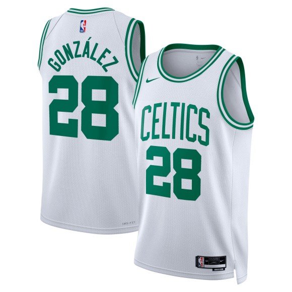 Men's Boston Celtics #28 Hugo Gonzalez White Association Edition Stitched Jersey