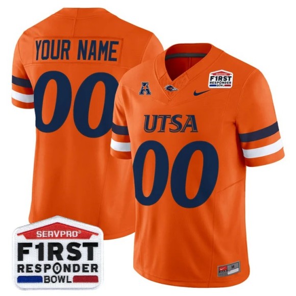 Men's UTSA Roadrunners Custom Orange 2025-26 First Responder Bowl F.U.S.E. Vapor Limited Stitched Jersey