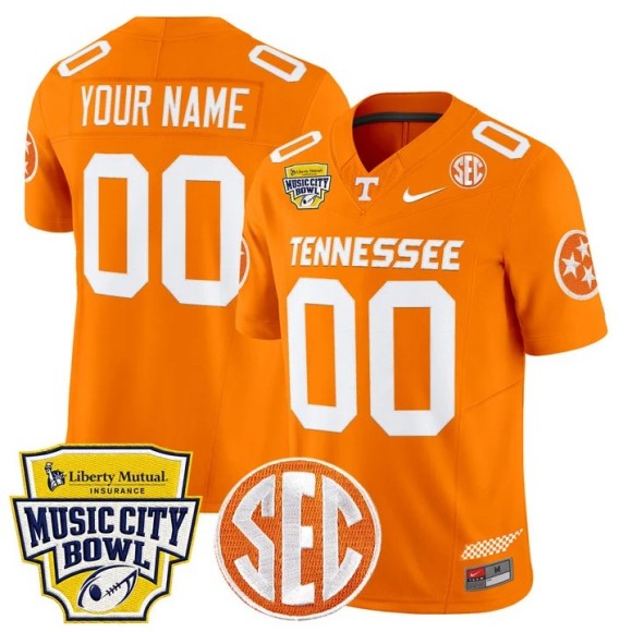 Men's Tennessee Volunteers Custom Orange 2025-26 Music City Bowl F.U.S.E. Vapor Limited Stitched Jersey