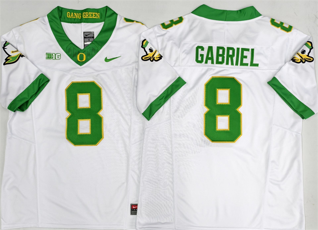Men's Oregon Ducks #8 Dillon Gabriel White 2026 F.U.S.E. Stitched Jersey