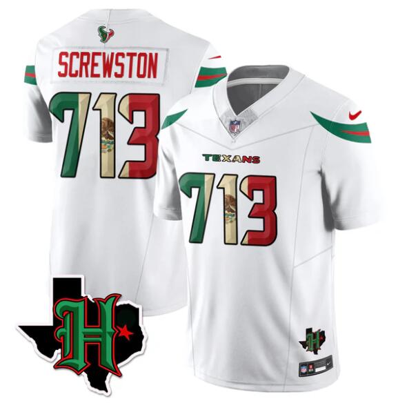Men's Houston Texans #713 Screwston White F.U.S.E. Mexico Vapor Limited Stitched Football Jersey