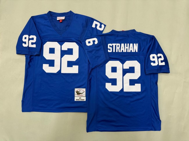 Men's New York Giants #92 Michael Strahan Blue 'MN' 1994 Throwback Jersey