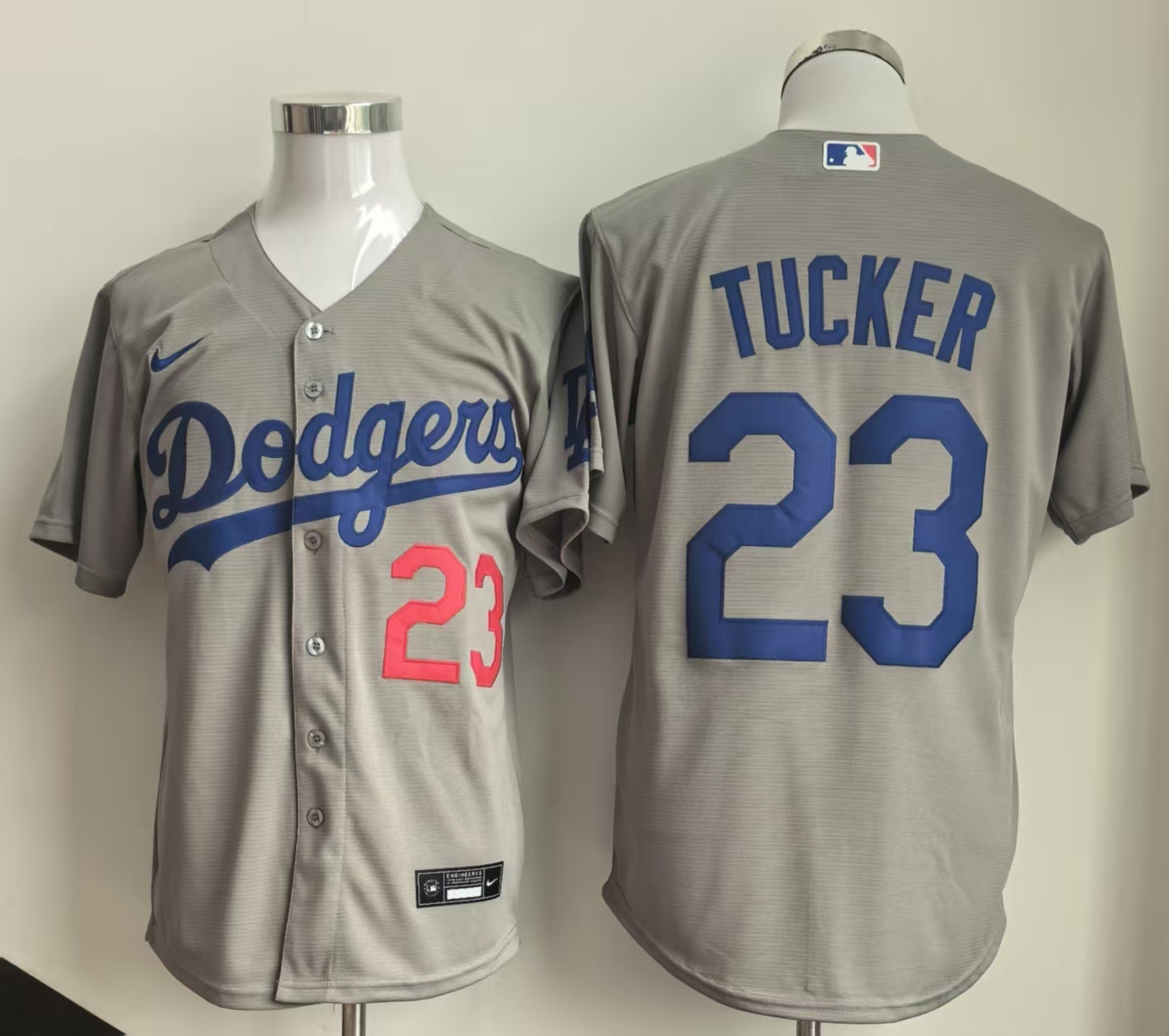 Men's Los Angeles Dodgers #23 Kyle Tucker Grey Cool Base Limited  Stitched Baseball Jersey
