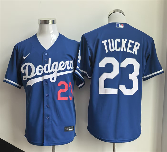 Men's Los Angeles Dodgers #23 Kyle Tucker Blue Cool Base Stitched Baseball Jersey