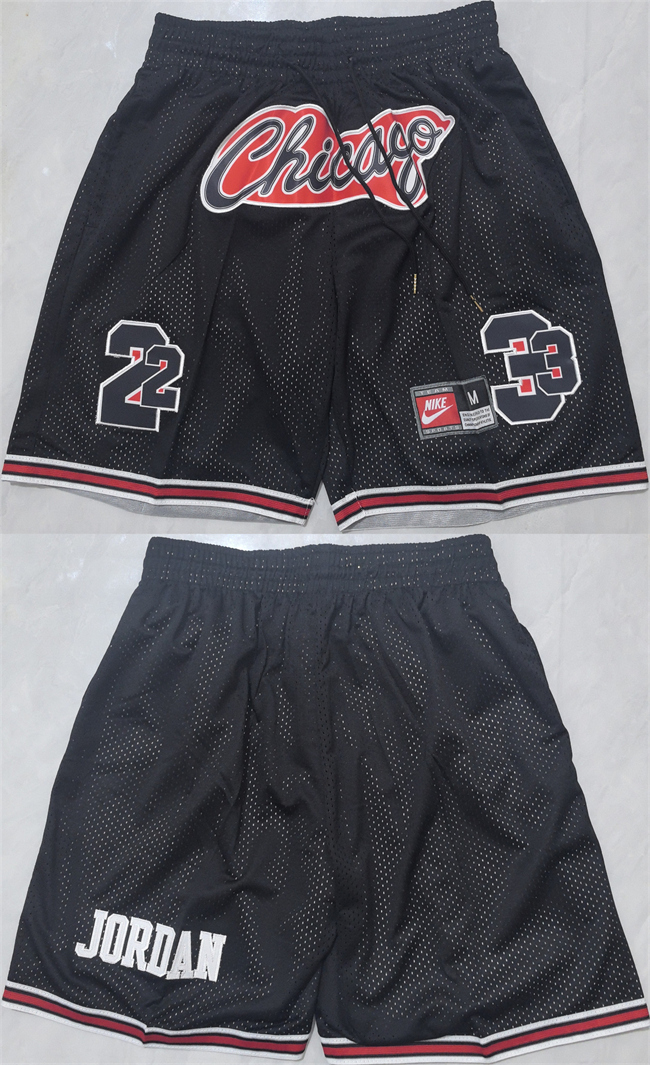 Men's Chicago Bulls #23 Michael Jordan Black Shorts 001 (Run Small)