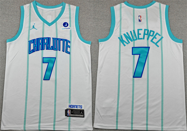 Men's Charlotte Hornets #7 Kon Knueppel White Association Edition Stitched Basketball Jersey