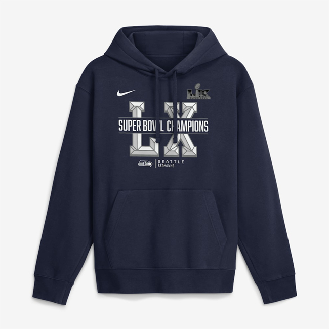 Men's Seattle Seahawks College Navy Super Bowl LX Champions Sacrifice Hoodie