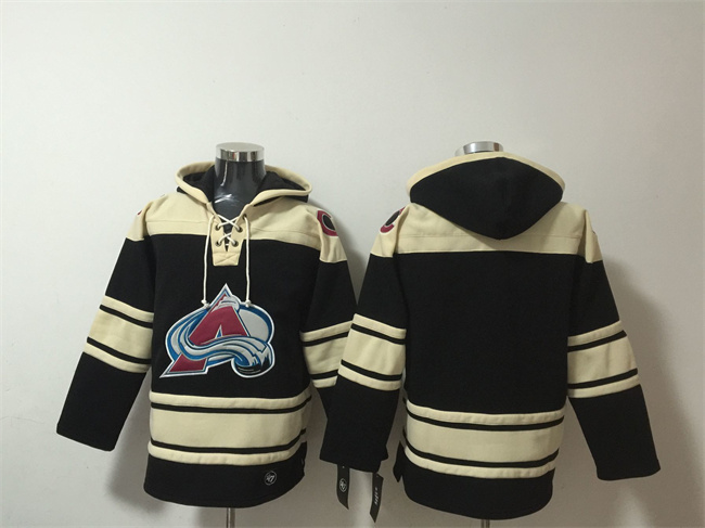 Men's Colorado Avalanche Blank Black All Stitched Sweatshirt Hoodie