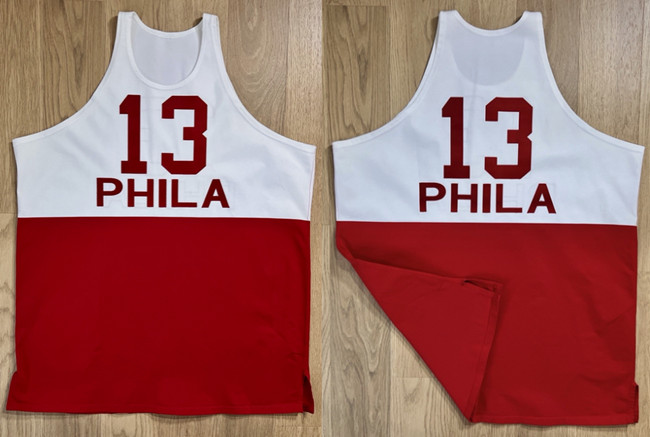 Men's Philadelphia 76ers #13 Wilt Chamberlain White Red Stitched Basketball Jersey