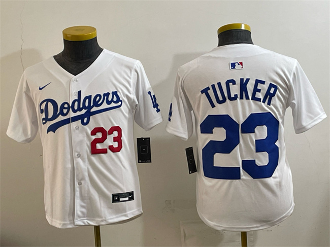 Youth Los Angeles Dodgers #23 Kyle Tucker White Home Limited Stitched Baseball Jersey