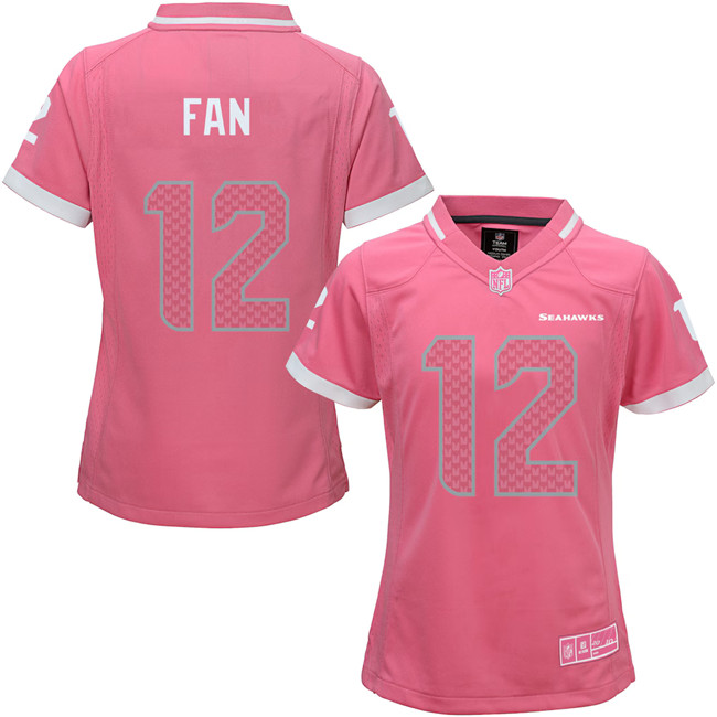 Men's Seattle Seahawks #12 Fan Pink Stitched Football Jersey
