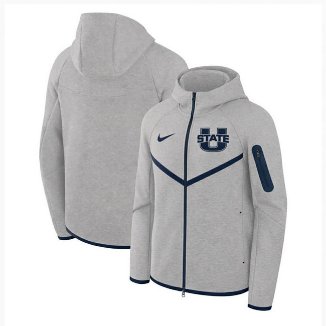 Men's Utah State University Aggies Gray Tech Fleece Full-Zip Hoodie