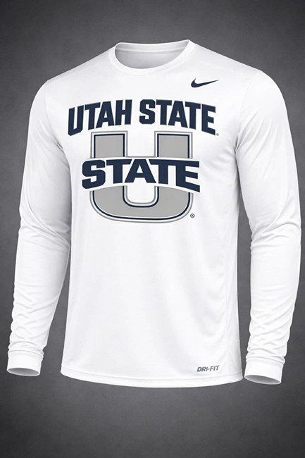 Men's Utah State University Aggies White Long Sleeve T-Shirt