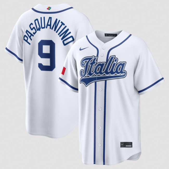 Men's Italy Baseball #9 Vinnie Pasquantino 2026 World Baseball Classic Home Stadium Stitched Jersey