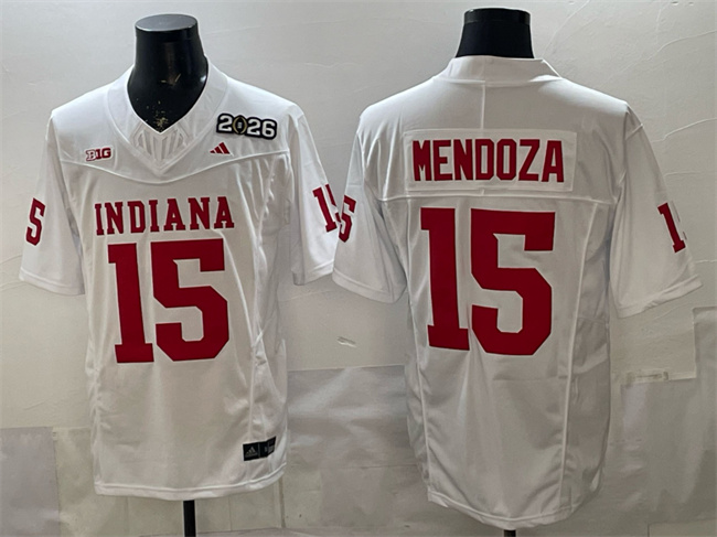 Men's Indiana Hoosiers #15 Fernando Mendoza White F.U.S.E. 2026 Patch Stitched Football Jersey