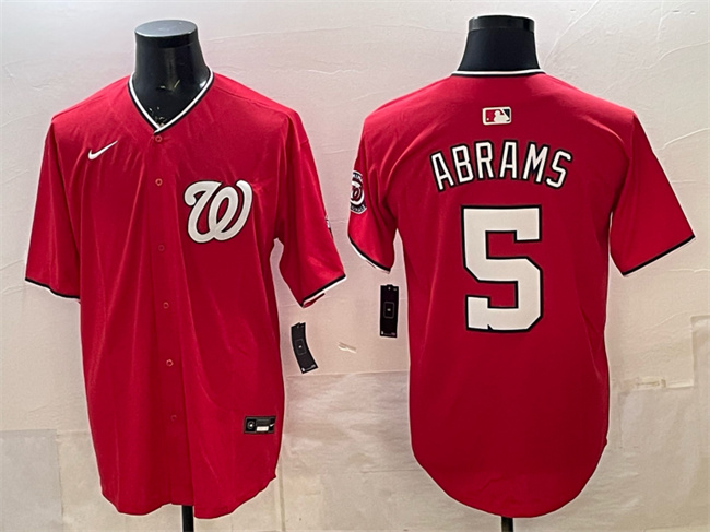 Men's Washington Nationals #5 CJ Abrams Red Limited Stitched Baseball Jersey
