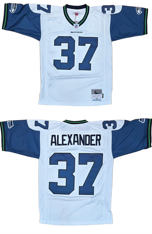 Men's Seattle Seahawks #37 Shaun Alexander White Stitched Football Jersey