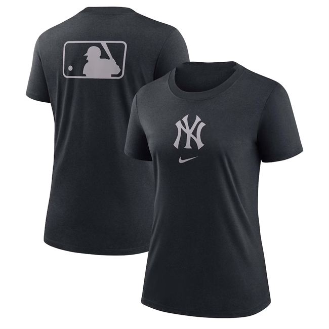 Women's New York Yankees Black Early Work Tri-Blend Dri-FIT T-Shirt(Run Small)