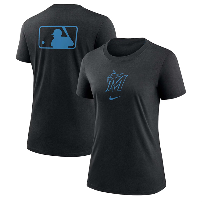 Women's Miami Marlins Black Early Work Tri-Blend Dri-FIT T-Shirt(Run Small)