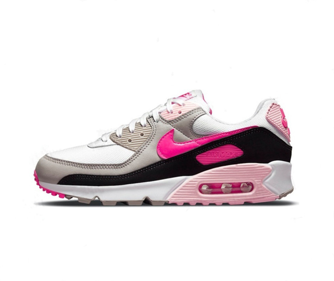 Women's Running weapon Air Max 90 White-Pink-Black Shoes 080