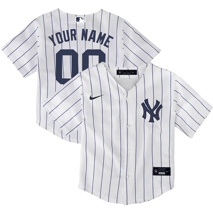 Toddlers New York Yankees Custom White Stitched Baseball Jersey