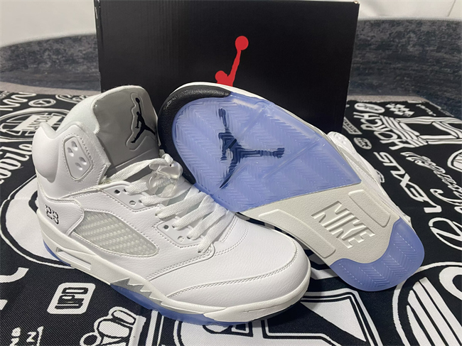 Men's Running Weapon Air Jordan 5 White Purple Shoes 0117