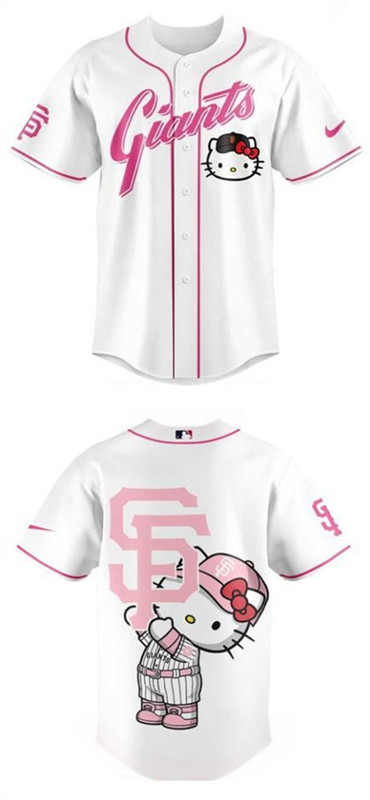 Men's San Francisco Giants X Hello Kitty White Baseball Jersey