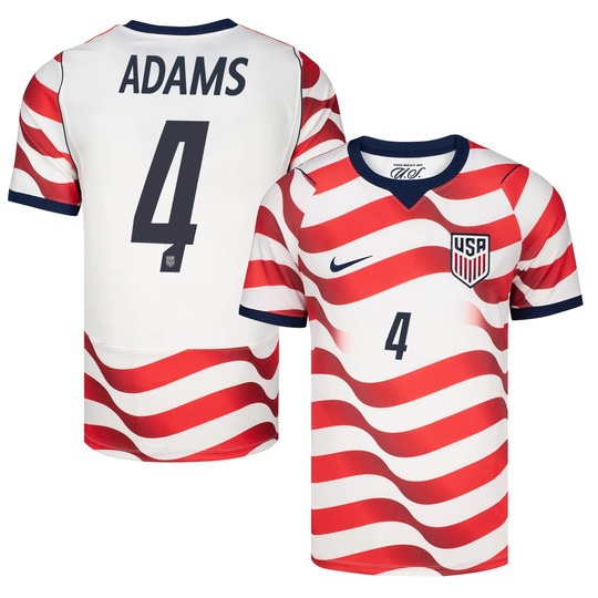 USMNT #4 Tyler Adams White Home Nike 2026 World Cup Match Jersey
