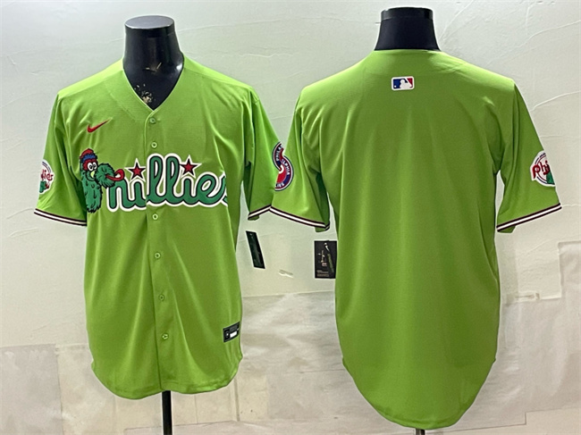 Men's Philadelphia Phillies Blank Light Green Phanatic Limited Stitched Jersey