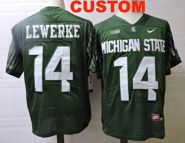 Men's Michigan State Spartans Custom Green Vapor Limited Stitched Football Jersey