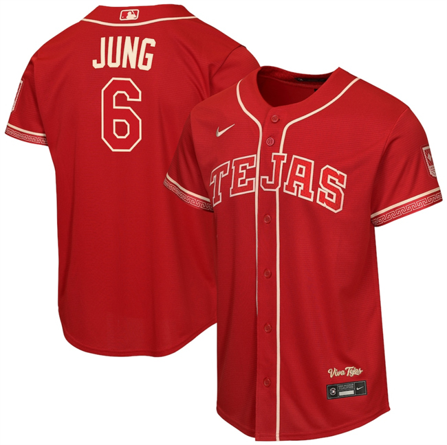 Youth Texas Rangers #6 Josh Jung Red 2026 City Connect Stadium Stitched Baseball Jersey