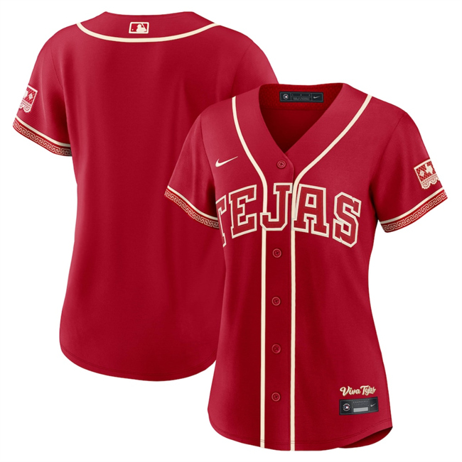 Women's Texas Rangers Blank Red 2026 City Connect Stadium Stitched Baseball Jersey(Run Small)