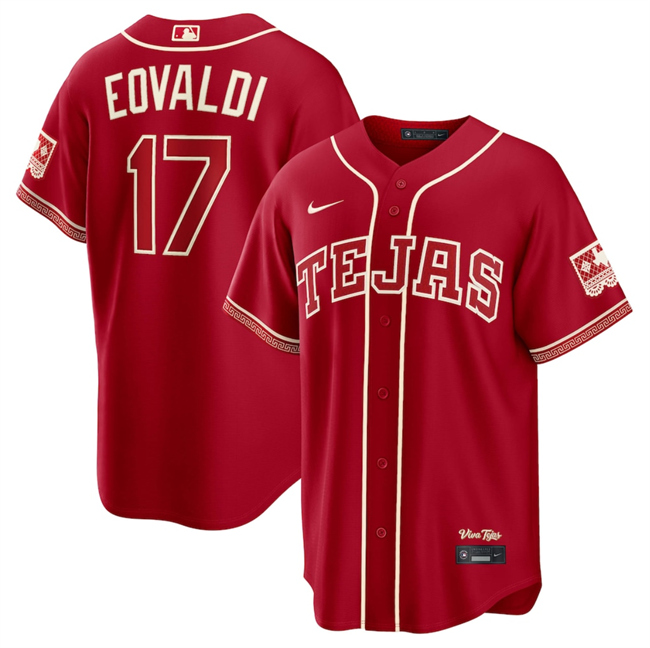 Men's Texas Rangers #17 Nathan Eovaldi Red 2026 City Connect Stadium Stitched Baseball Jersey