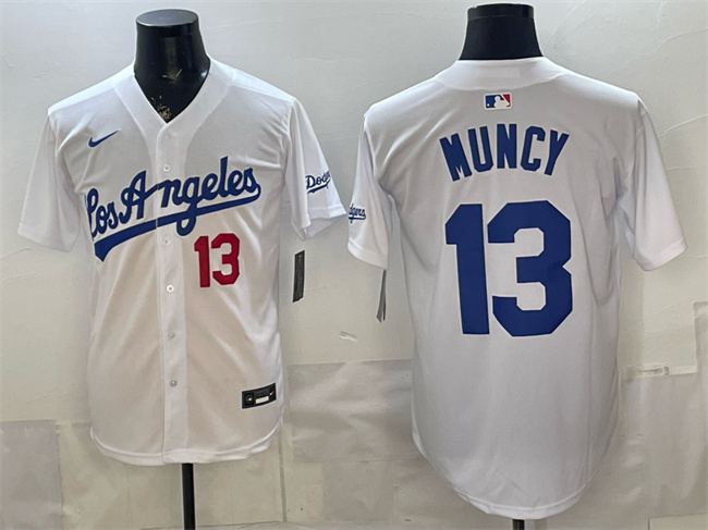 Men's Los Angeles Dodgers #13 Max Muncy White Alternate Stadium Stitched Baseball Jersey
