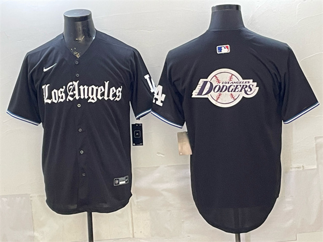 Men's Los Angeles Dodgers Team Big Logo Black 'Gothic Edition' Vapor Premier Limited Stitched MLB Baseball Jersey