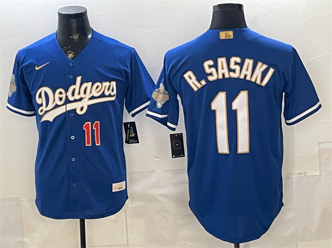 Men's Los Angeles Dodgers #11 Roki Sasaki Royal 2026 Alternate Gold Collection Stadium Stitched Baseball Jersey