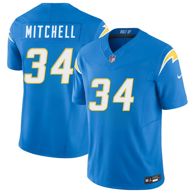 Men's Los Angeles Chargers #34 Keaton Mitchell Blue 2026 F.U.S.E. Vapor Limited Stitched Football Jersey