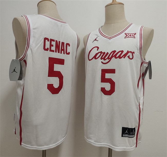 Men's Houston Cougars #5 Chris Cenac Jr. White  Stitched Football Jersey
