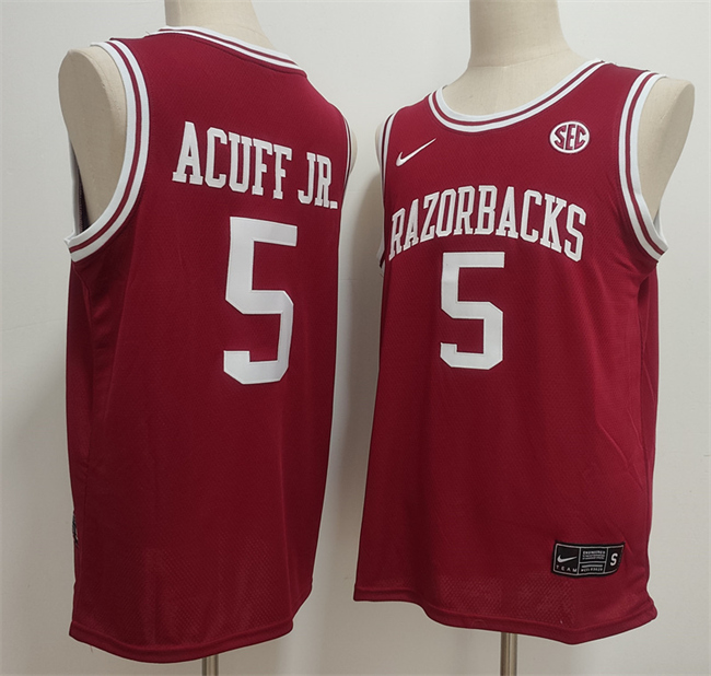 Men's Arkansas Razorbacks #5 Darius Acuff Jr. Red Stitched Football Jersey