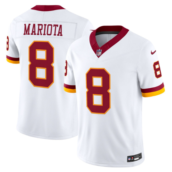 Men's Washington Commanders #8 Marcus Mariota White 2026 F.U.S.E. Vapor Limited Stitched Football Jersey