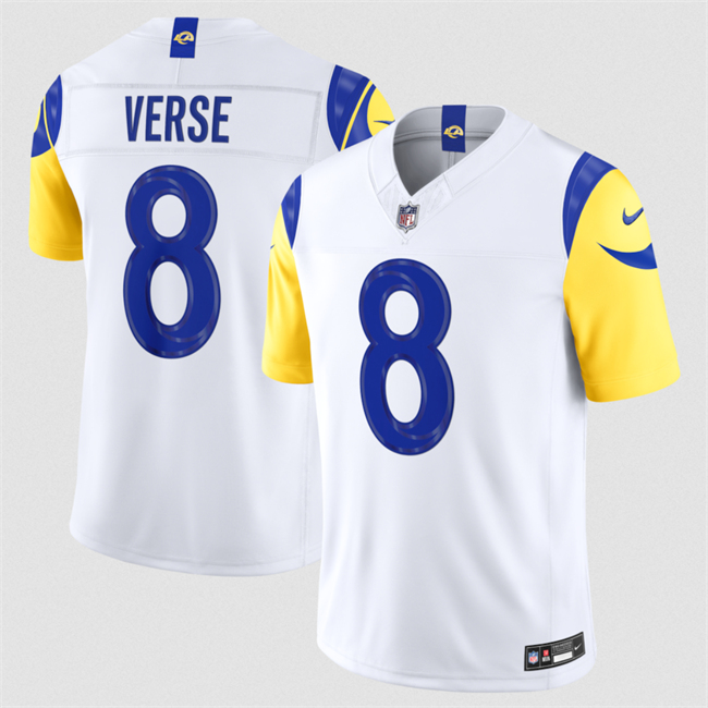 Men's Los Angeles Rams #8 Jared Verse White 2026 F.U.S.E. Vapor Limited Stitched Football Jersey