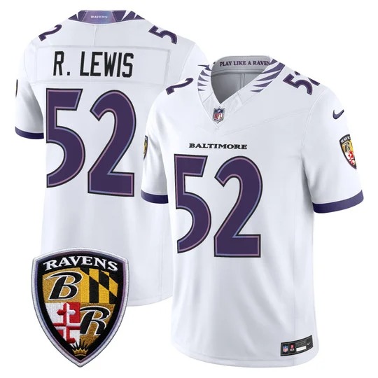 Men's Baltimore Ravens #52 Ray Lewis White 2026 F.U.S.E Vapor Stitched Limited Football Jersey